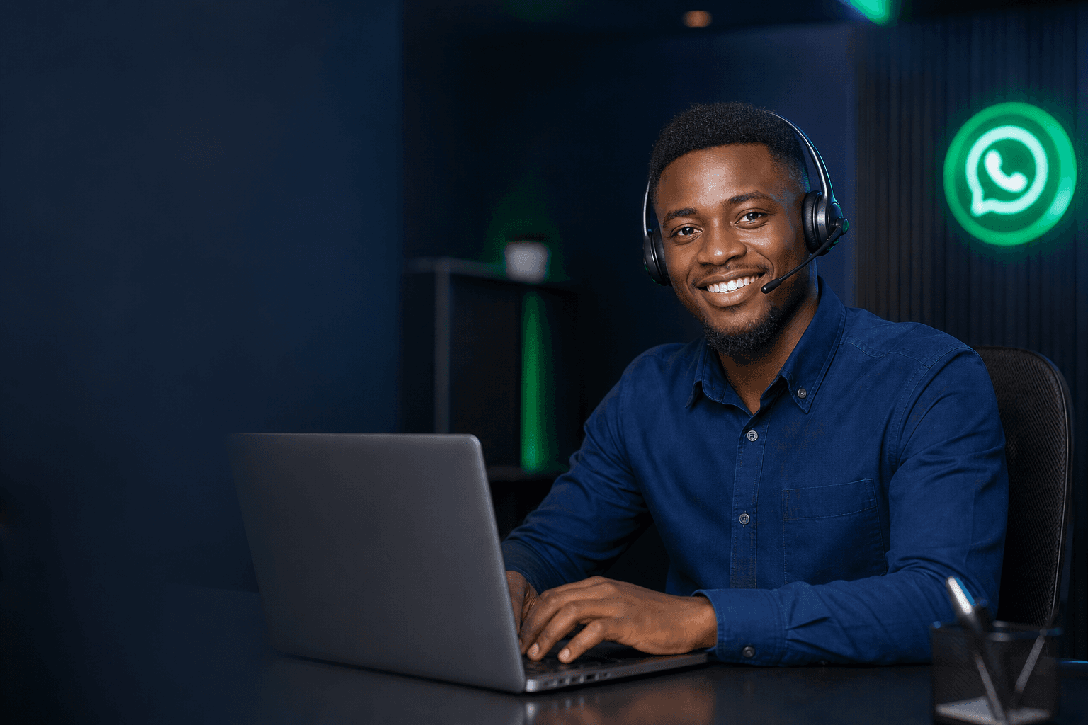 DCS support specialist ready to help customers on WhatsApp